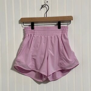 Lululemon Hotty Hot High-Rise Lined Short 4" Rose Blush Pink EUC Sz 4 Activewear